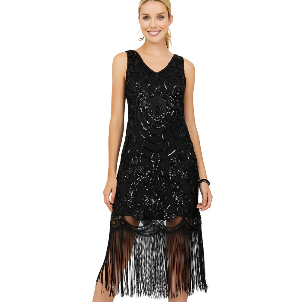 1920s Flapper Style Beaded Dress